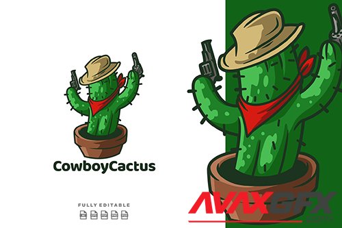 Cowboy Cactus Logo Template