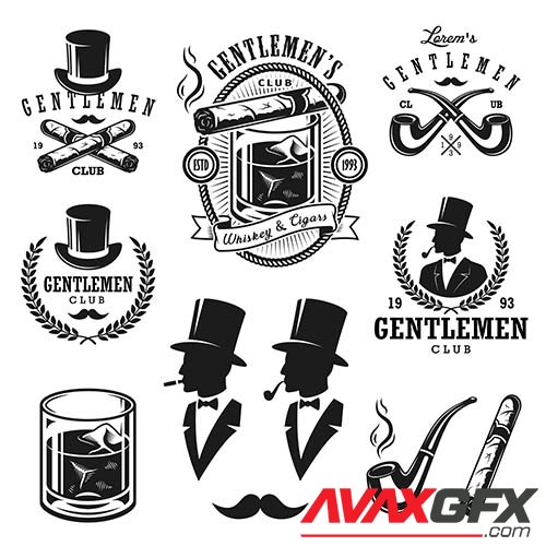Set of vintage gentlemen emblems