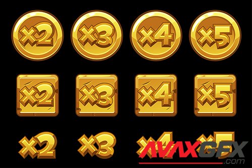 Gold bonus multiplied numbers for game set