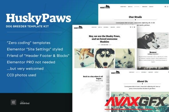 ThemeForest - HuskyPaws v1.0.1 - Dog Breeder Elementor Template Kit - 31088695