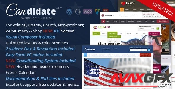 ThemeForest - Candidate v6.7 - Political/Nonprofit/Church WordPress Theme - 10051778 - NULLED