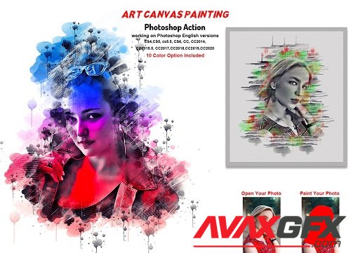 CreativeMarket - Art Canvas Painting Photoshop Action 5758027