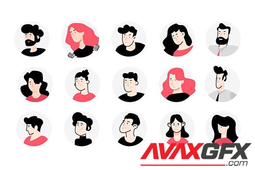 Set of Flat Design Avatar Icons