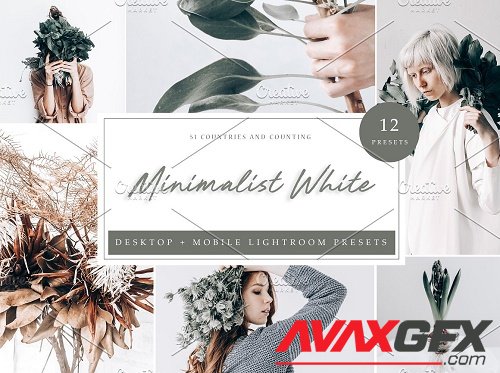 CreativeMarket - 12 Lightroom Preset Minimalist White 5962580