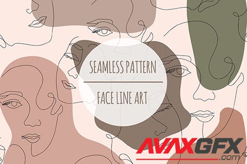 Face Line Art  Seamless Pattern