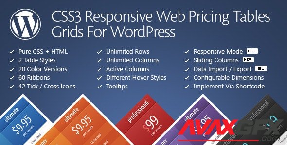 CodeCanyon - CSS3 Responsive WordPress Compare Pricing Tables v11.4 - 629172