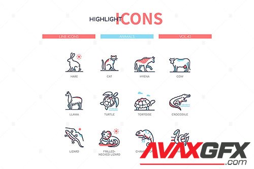 Animals collection - line design style icons set