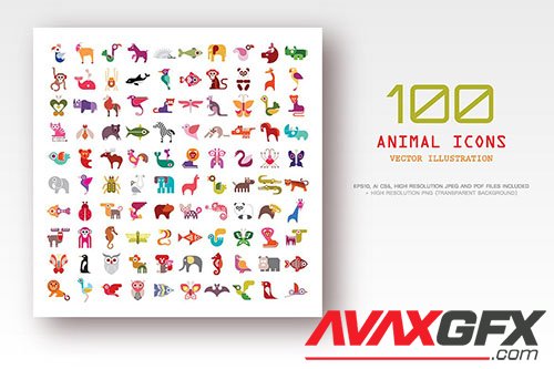 100 Animal vector icons