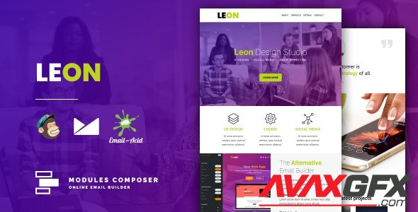 ThemeForest - Leon v1.0 - Responsive Email for Agencies, Startups & Creative Teams with Online Builder - 31284207