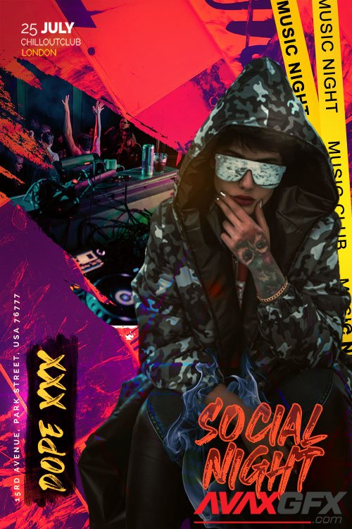 Social Night Event Flyer PSD Template