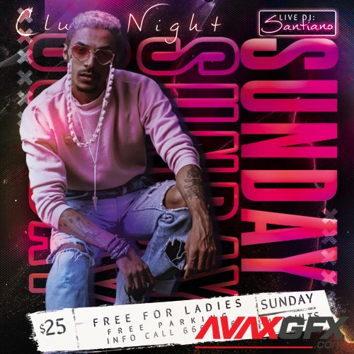 Night Club Sunday PSD Flyer Template