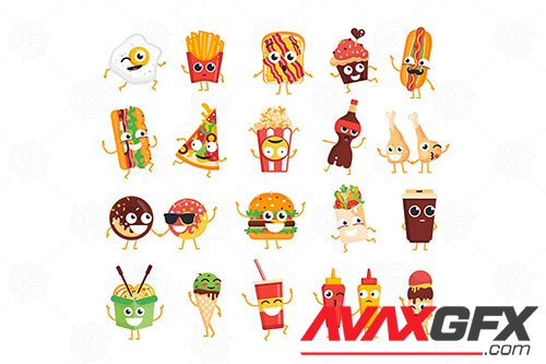 Fast Food - vector set of characters