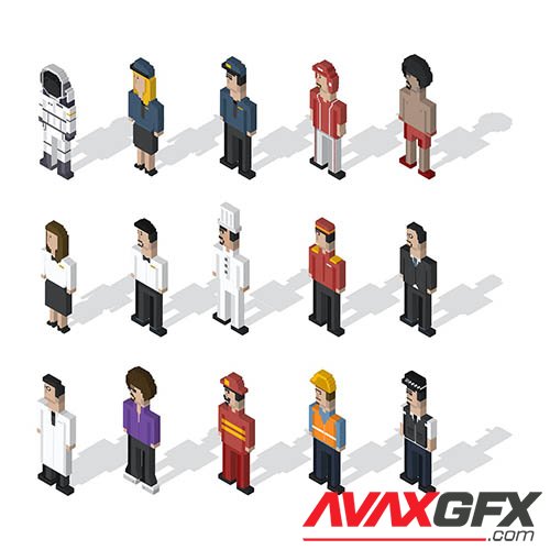 Pixel people illustration