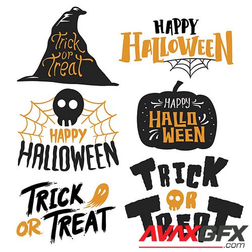 Set of Happy Halloween vectors