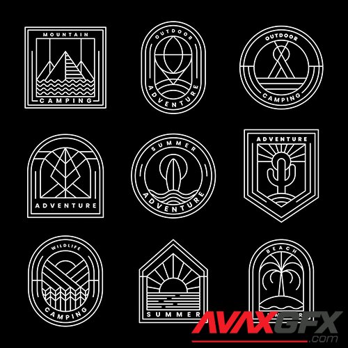 Set of adventure logo vector