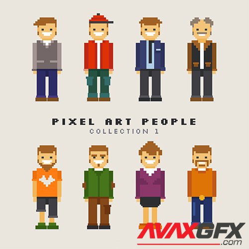 Assortment pixelated men
