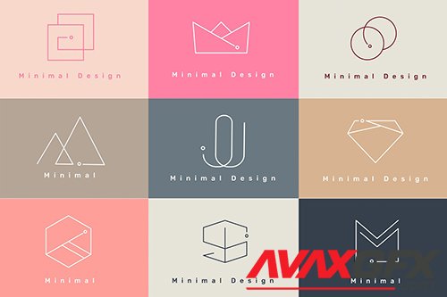 Colorful minimal design logo collection vectors