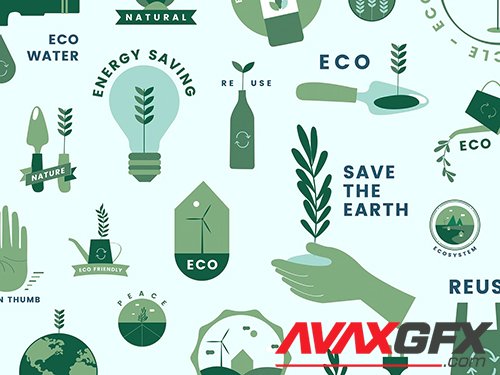 Set of organic and go green icons