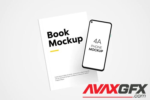 Book & 4A Phone Mockup