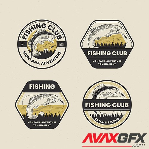Retro fishing badge pack
