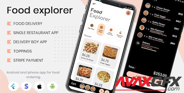 CodeCanyon - Food Explorer v1.0 - Single restaurant Food delivery app with delivery boy in flutter - 29607957