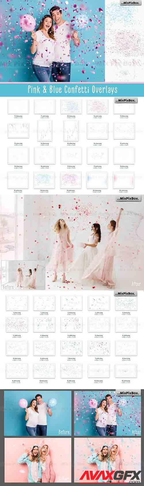 Pink and Blue Confetti Overlays - 6032880