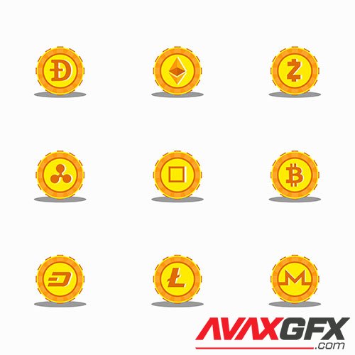 Collection of altcoins icons