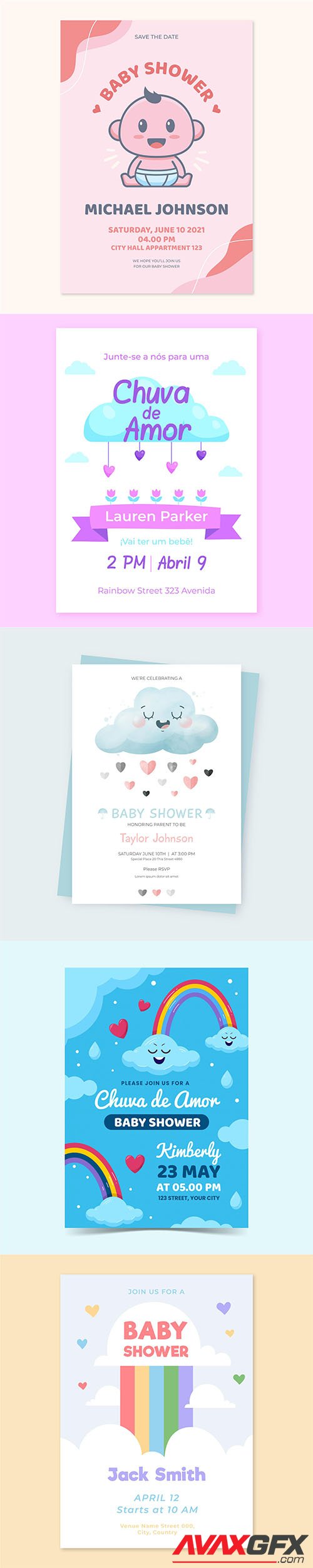 Chuva de amor baby shower card Vol2