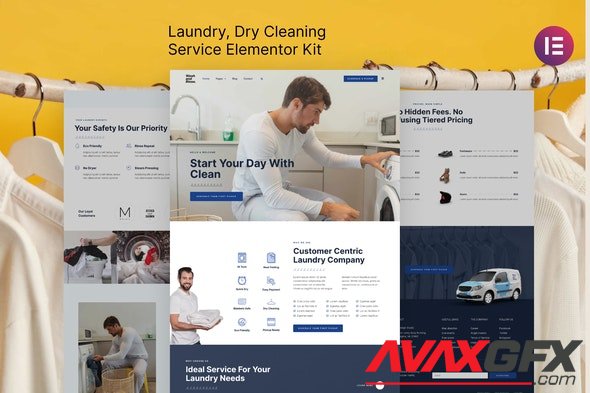 ThemeForest - Wash & Rinse v1.0.0 - Laundry & Dry Cleaning Service Elementor Template Kit - 31420915