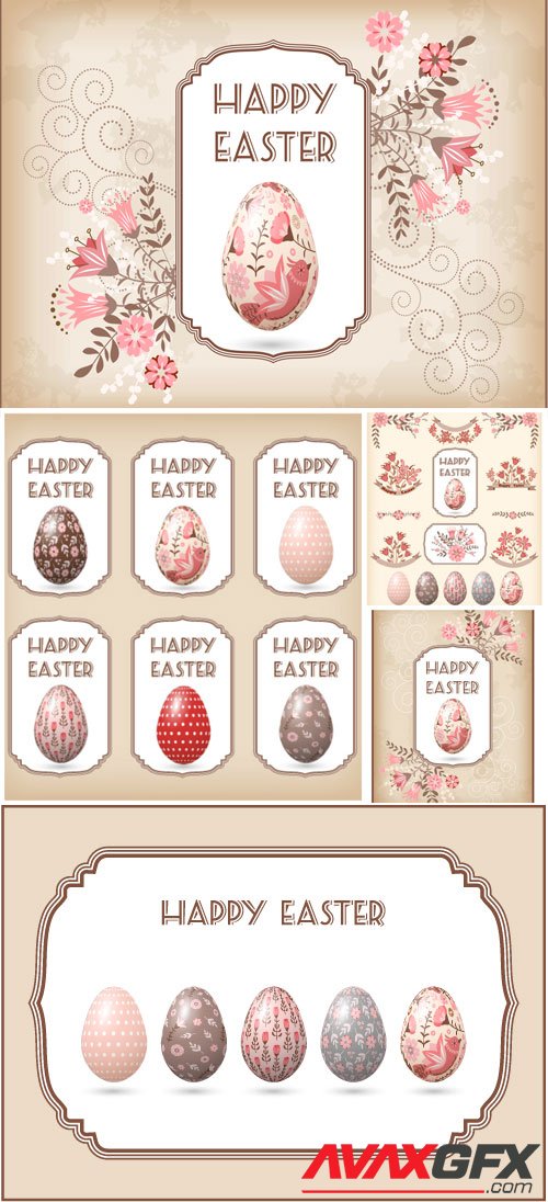 Painted Easter eggs in vector