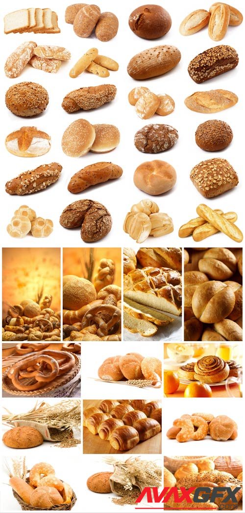 Bread, flour products, baked goods stock photo