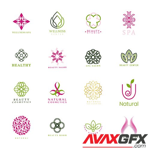 Set of spa and beauty logo vector