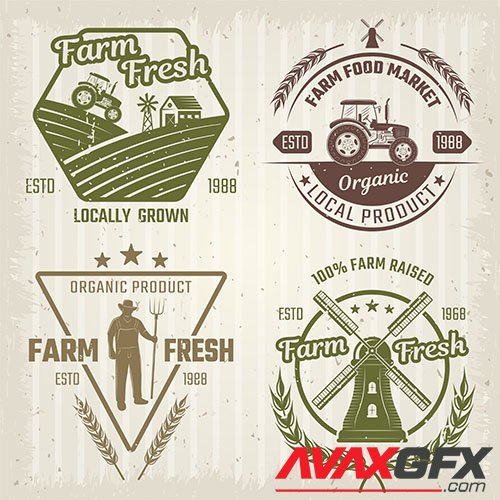 Farm retro style logos
