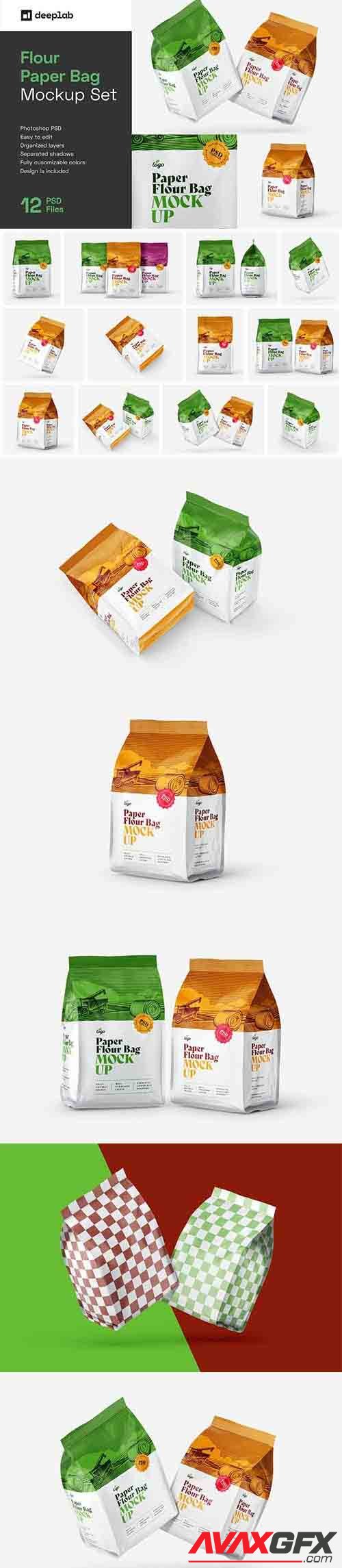 CreativeMarket - Paper Flour Bag Mockup Set | Pouch 6034118