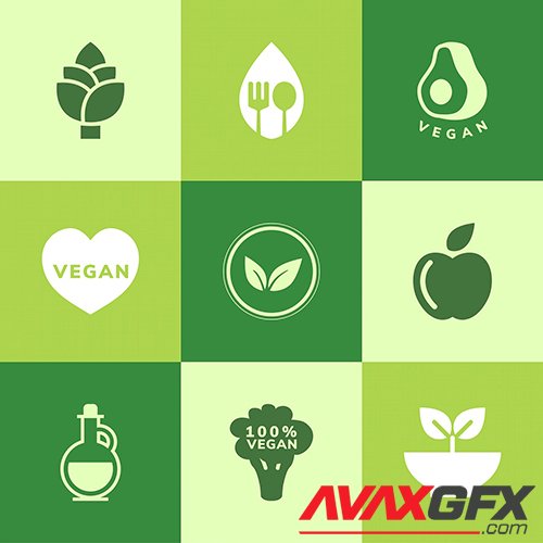 Collection of vegan icon vectors