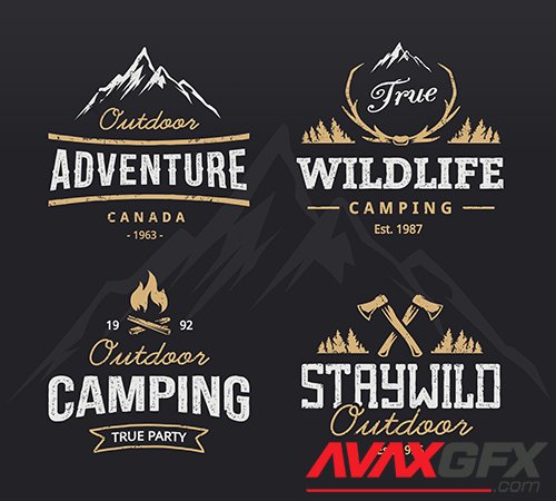 Outdoor retro emblems set