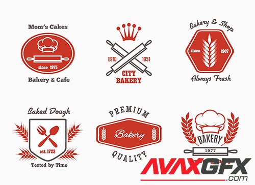 Bakery cafe bistro logo set