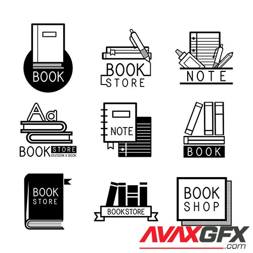 Bookstore logos and sign set vector