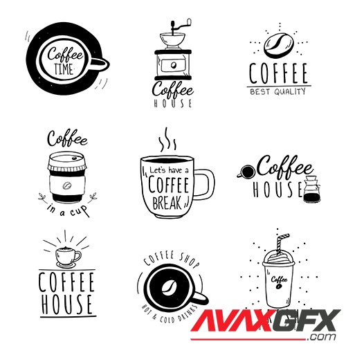 Set of coffee shop logos vector