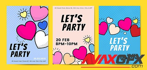 Lets party hearts background vectors