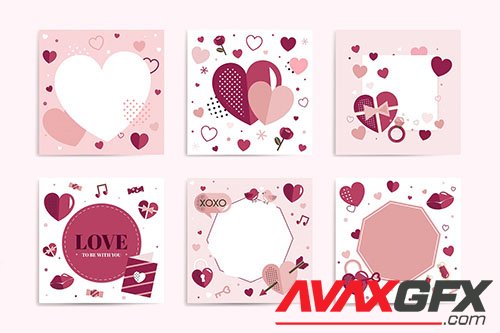 Valentines Day blank backgrounds vector set