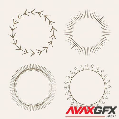 Collection of round ornament design vector