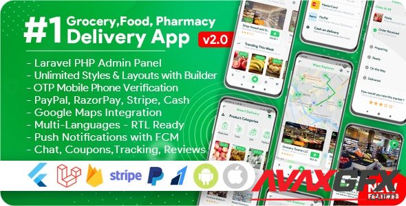 CodeCanyon - Grocery, Food, Pharmacy, Store Delivery Mobile App with Admin Panel v2.0.1 - 26409320 - NULLED