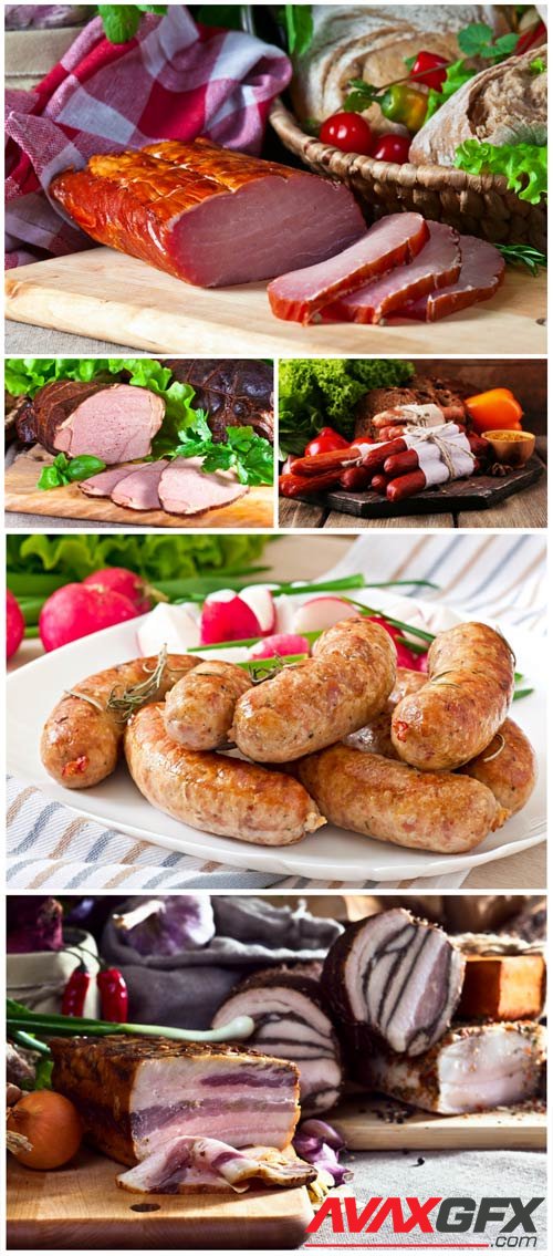 Meat products, lard, sausage stock photo