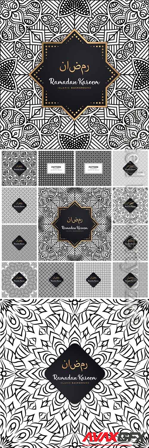 Seamless islamic black and white vector pattern