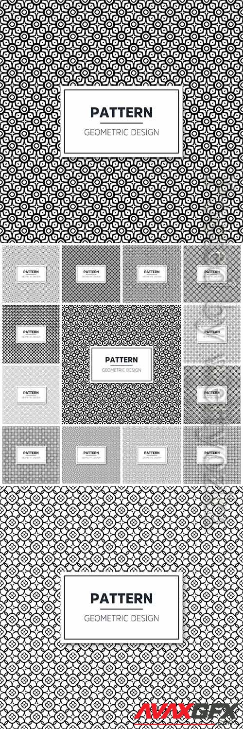 Seamless geometric black and white vector pattern