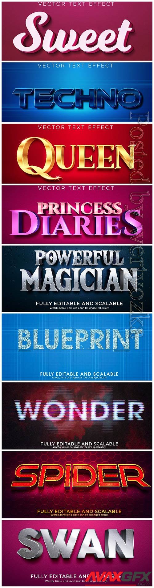 3d editable text style effect vector vol 338