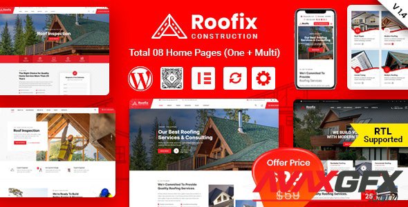 ThemeForest - Roofix v1.4 - Roofing Services WordPress Theme - 27855848