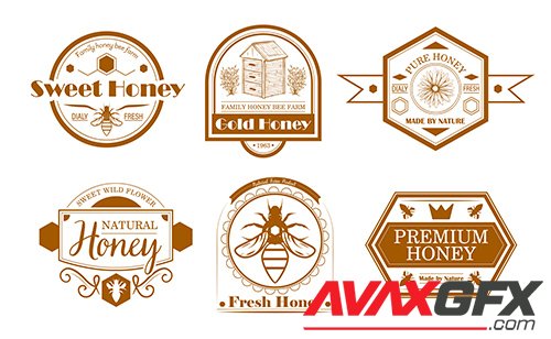 Bee farm labels set