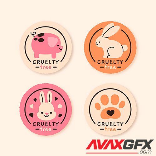 Hand-drawn cruelty free badge collection